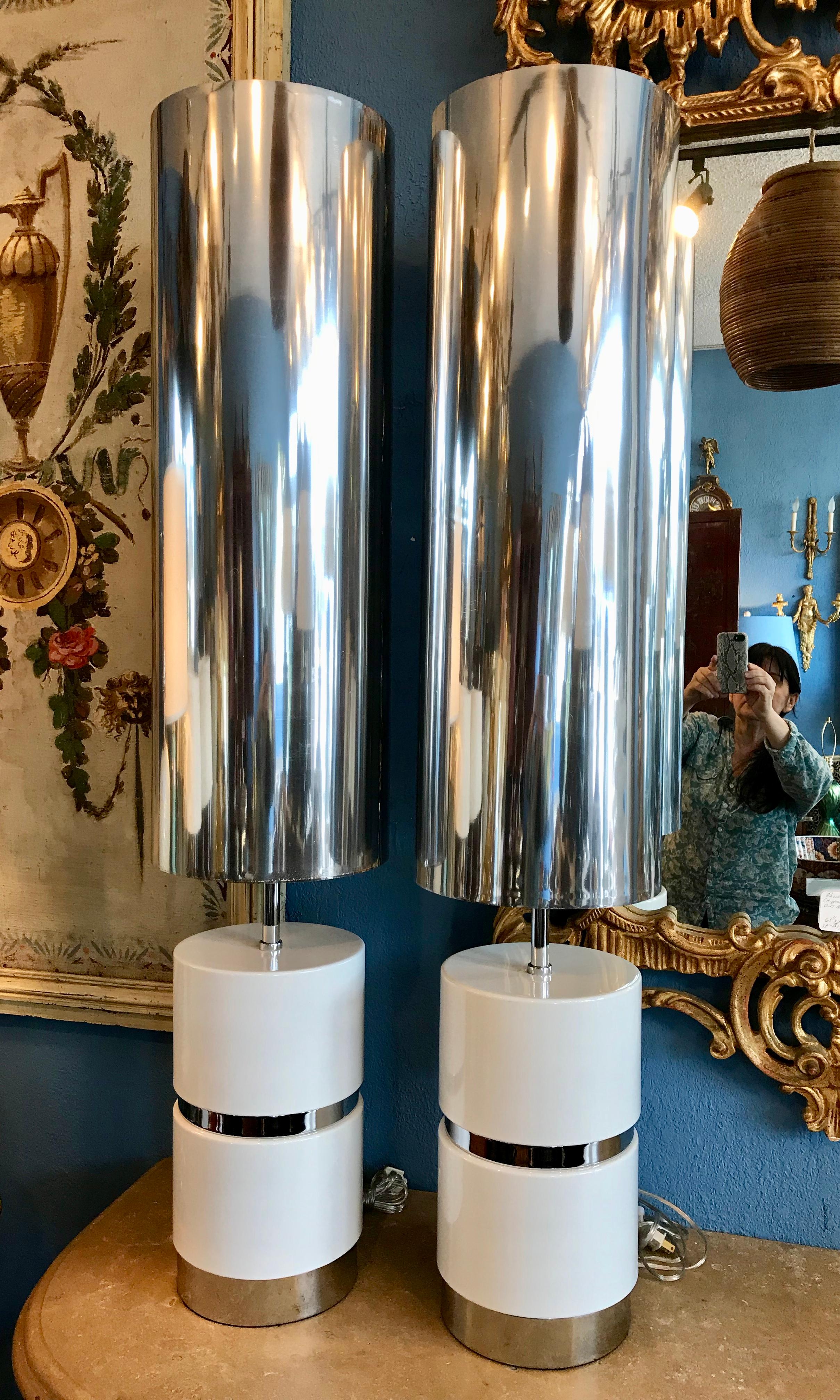Late 20th Century Pair of French Moderne Custom Lamps