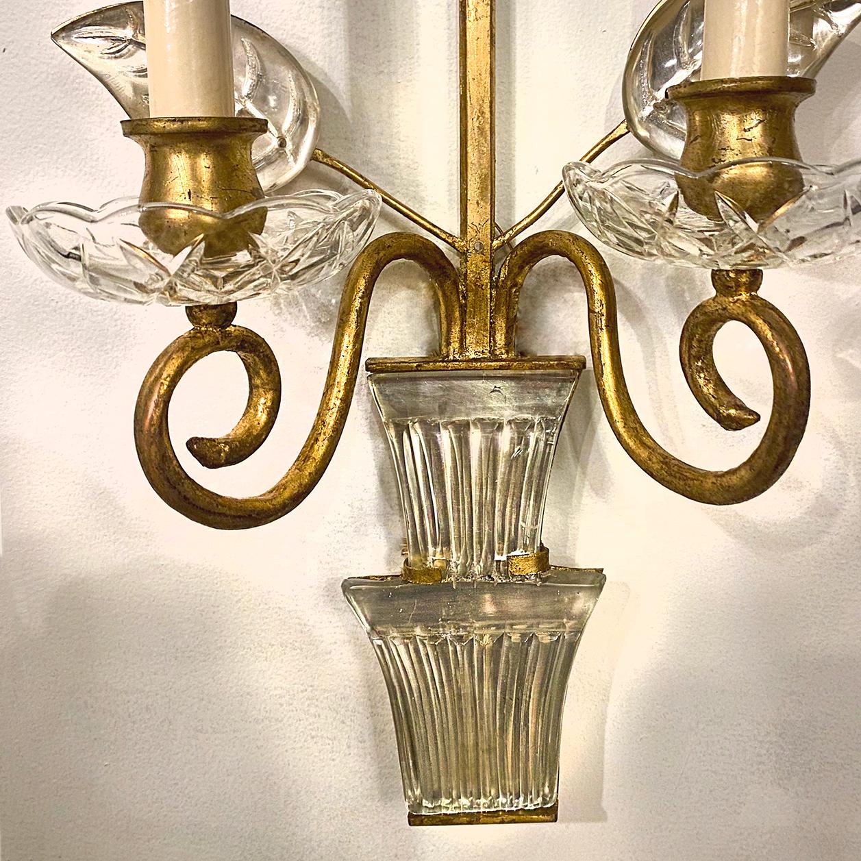 Mid-20th Century Pair of French Moderne Sconces For Sale