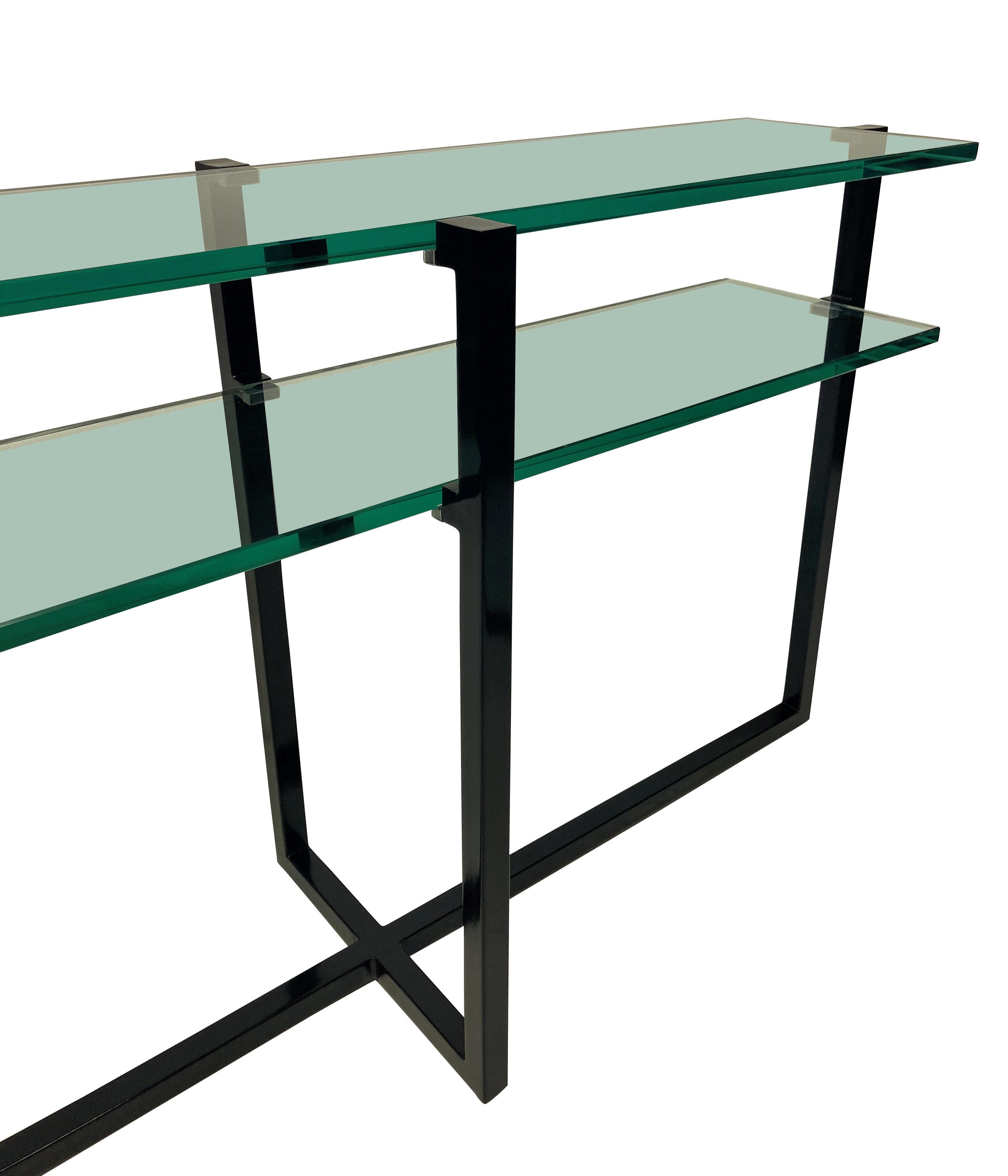 Ebonized Pair of French Modernist Console Tables