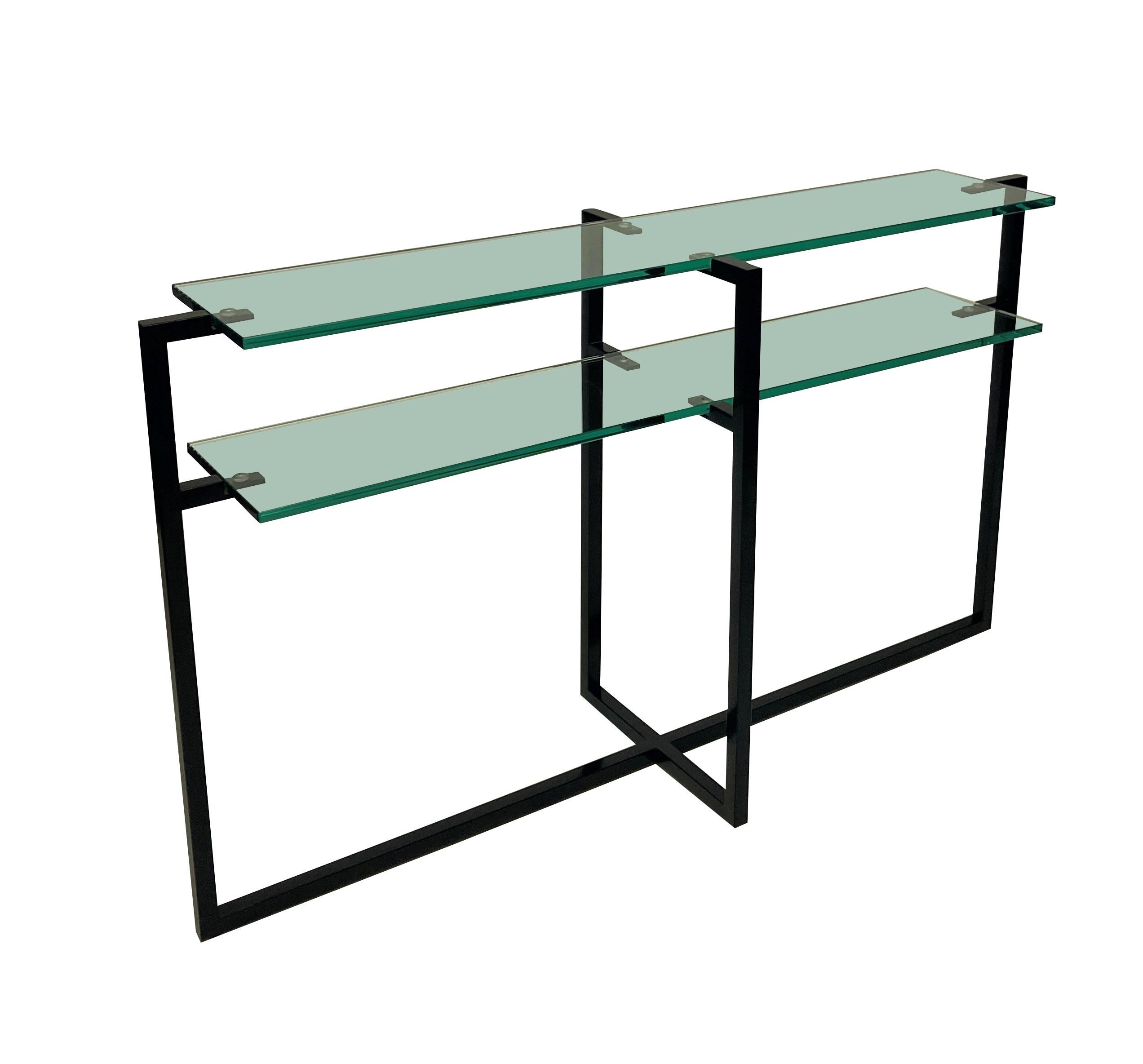 Ebonized Pair of French Modernist Console Tables