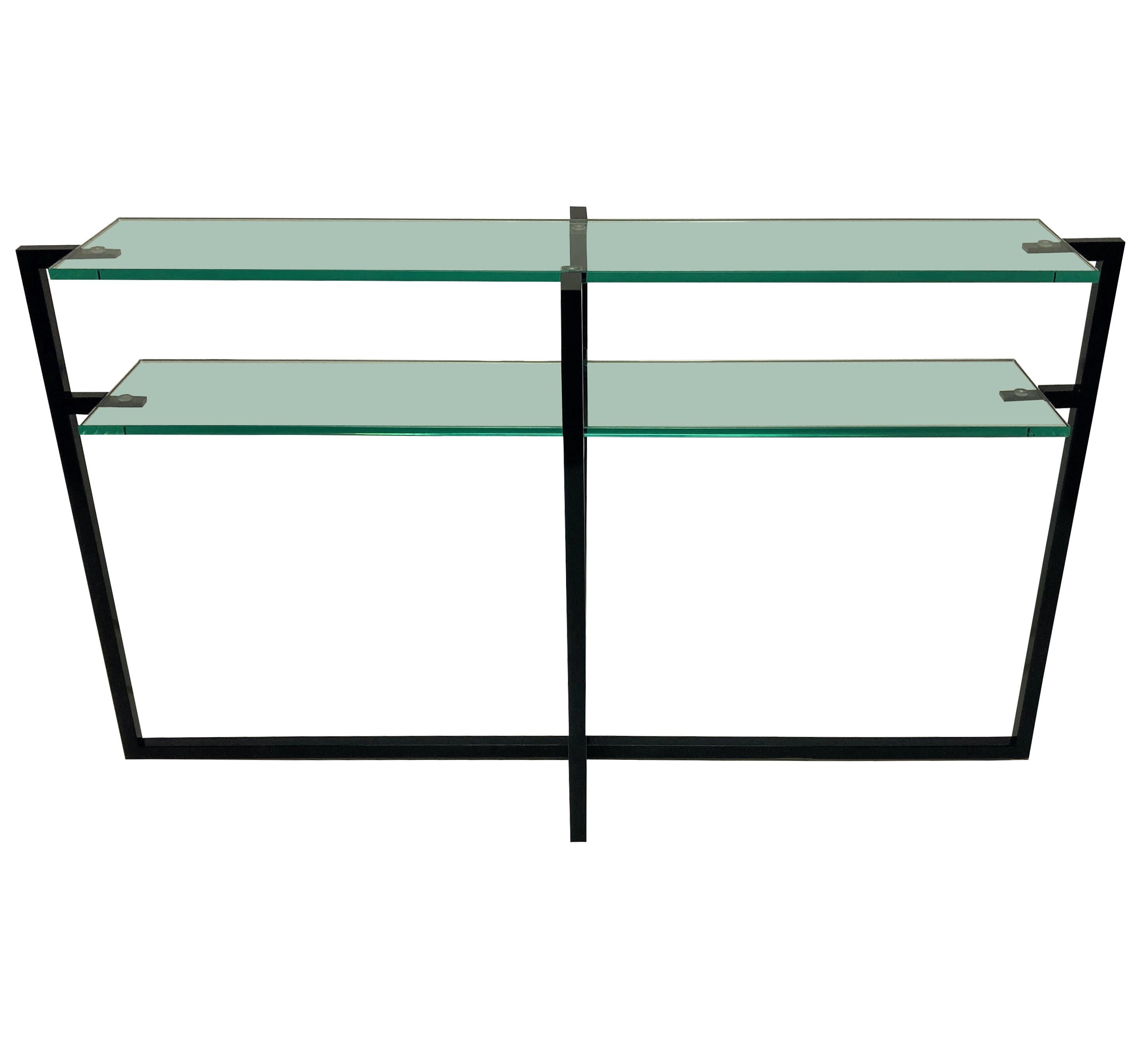 Cut Glass Pair of French Modernist Console Tables