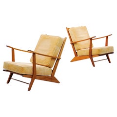 Paar französische modernistische konstruktivistische Loungesessel, 1950er Jahre
