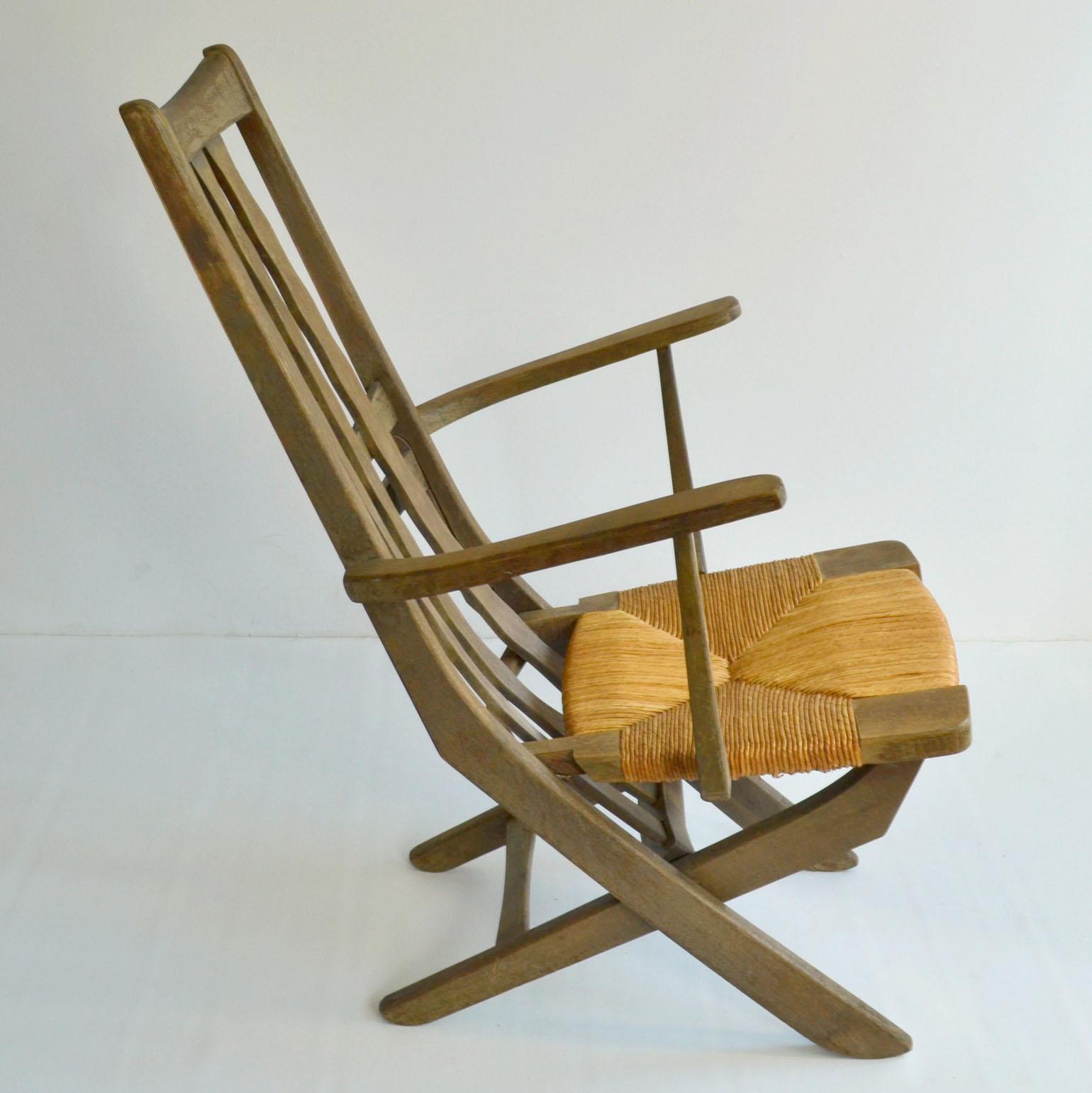 Pair of French Modernist Outdoor Oak Chairs, French, 1950s For Sale 5
