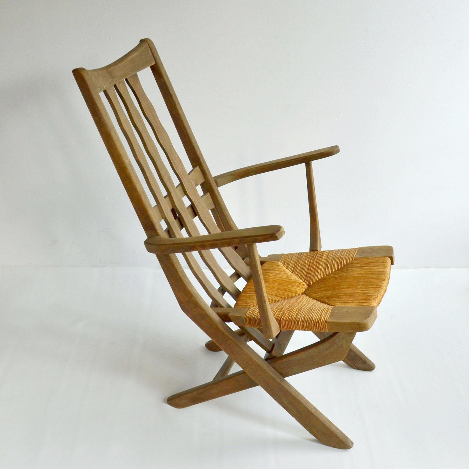 Pair of French Modernist Outdoor Oak Chairs, French, 1950s For Sale 6