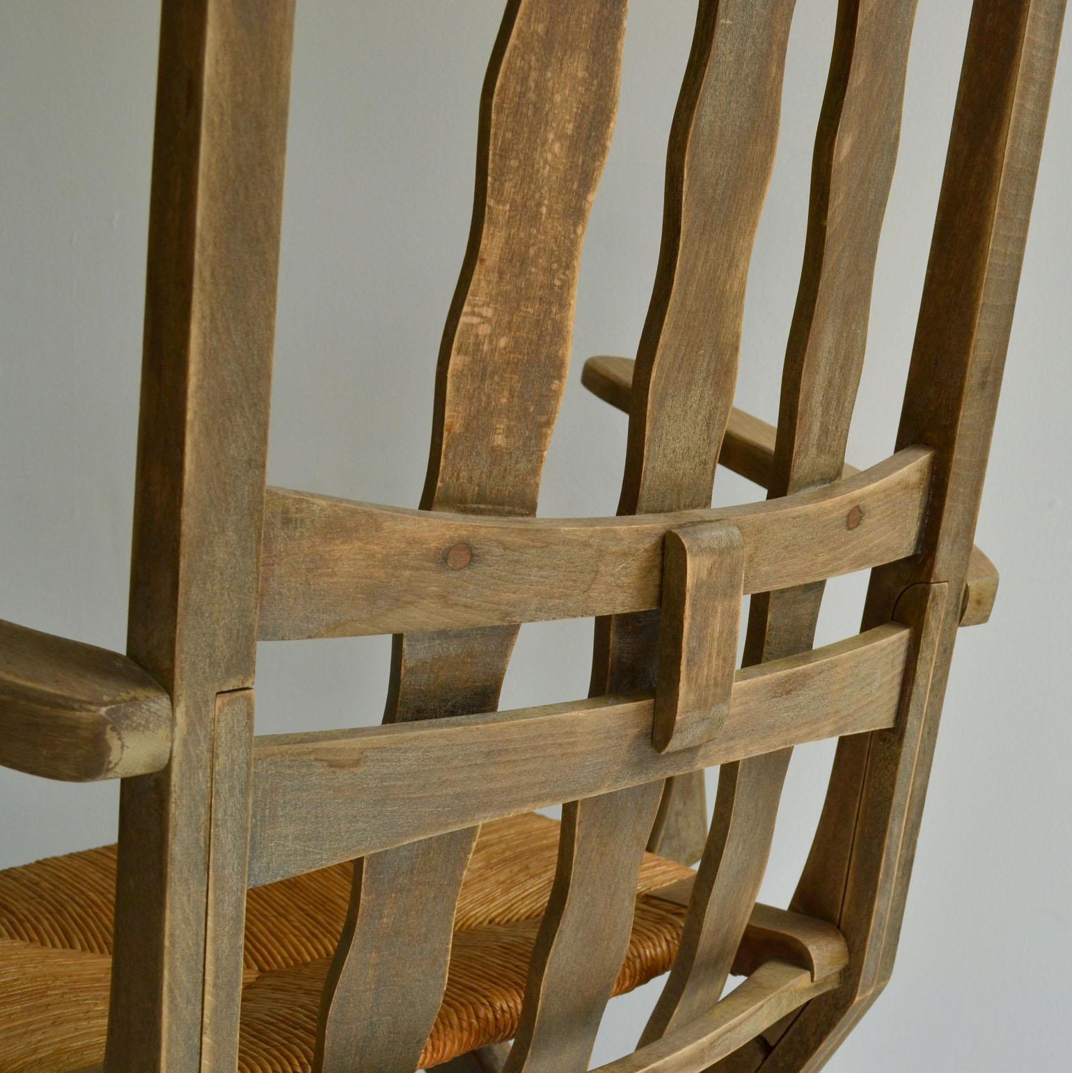 Pair of French Modernist Outdoor Oak Chairs, French, 1950s For Sale 10