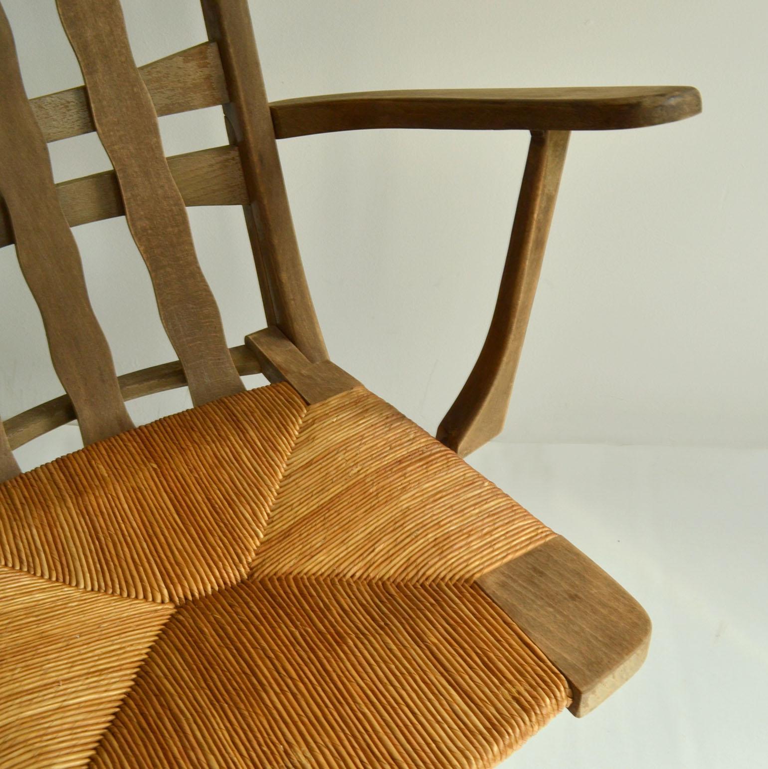 Pair of French Modernist Outdoor Oak Chairs, French, 1950s For Sale 11