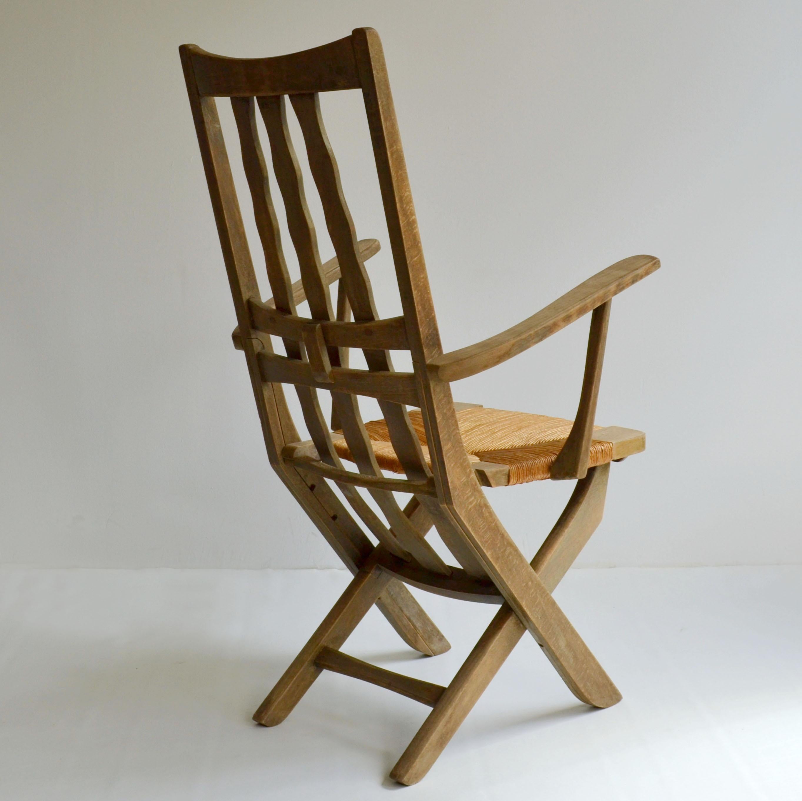 Pair of French Modernist Outdoor Oak Chairs, French, 1950s For Sale 2
