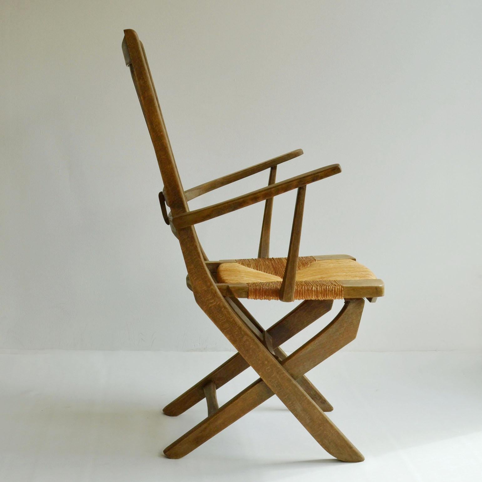 Pair of French Modernist Outdoor Oak Chairs, French, 1950s For Sale 2