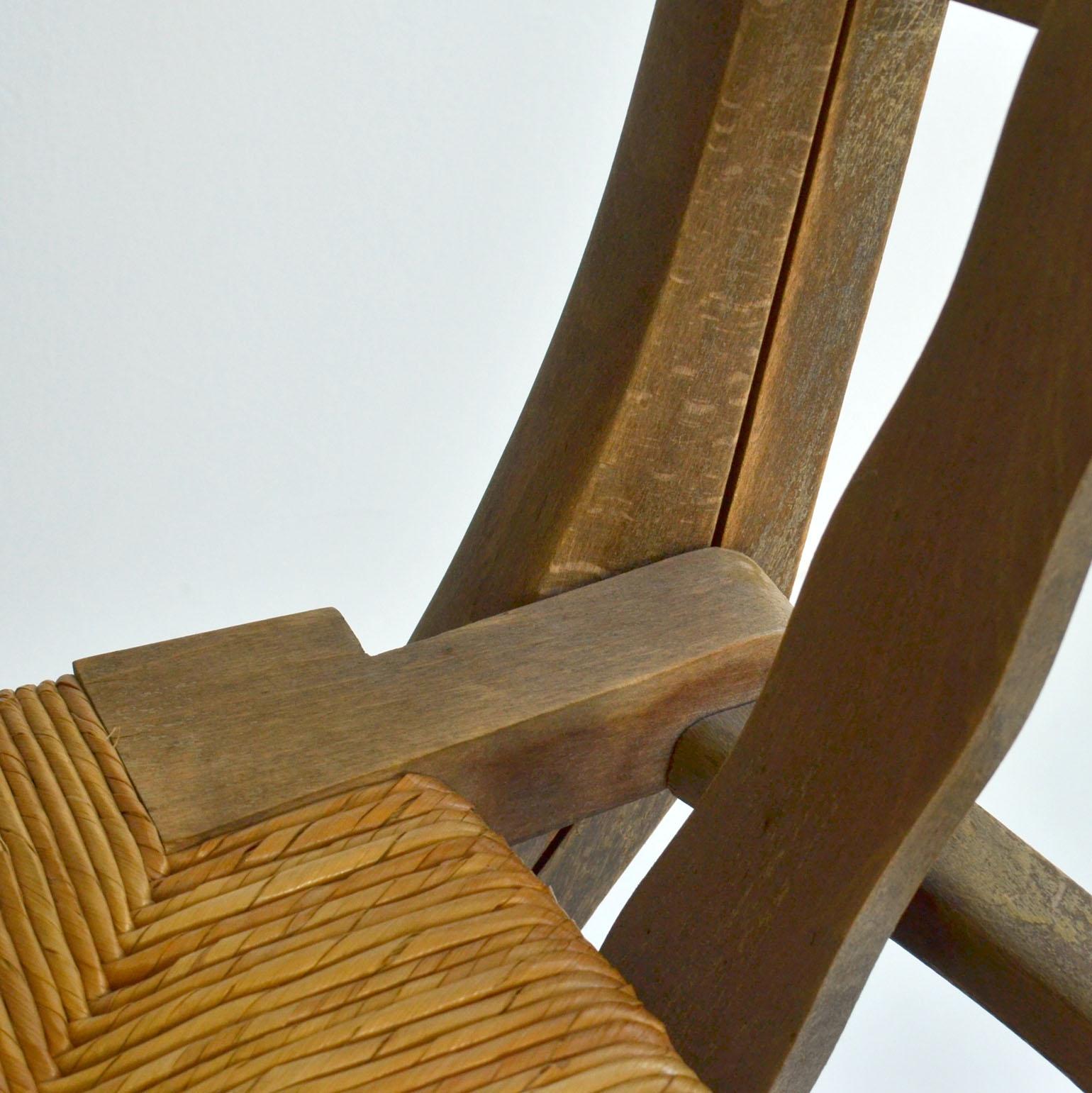 Pair of French Modernist Outdoor Oak Chairs, French, 1950s For Sale 3