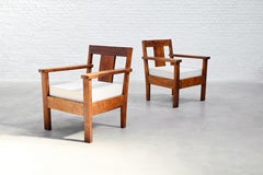 Pair of French Modernist Teak Armchairs, 1960s