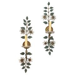 Pair of French Molded Glass Leaves Sconces