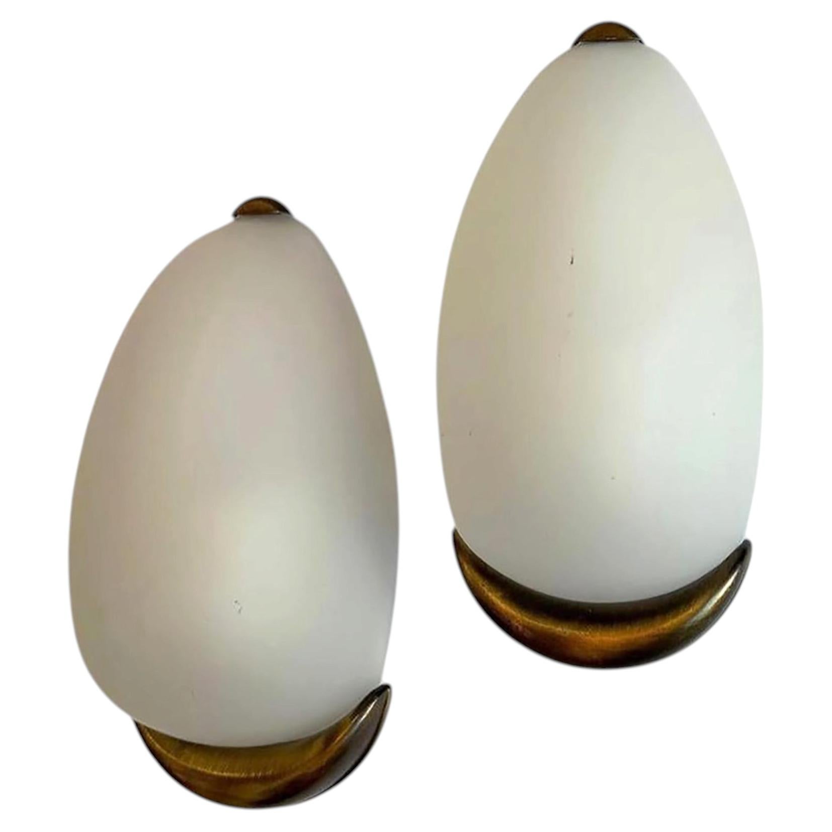Pair of French Molded Glass Sconces