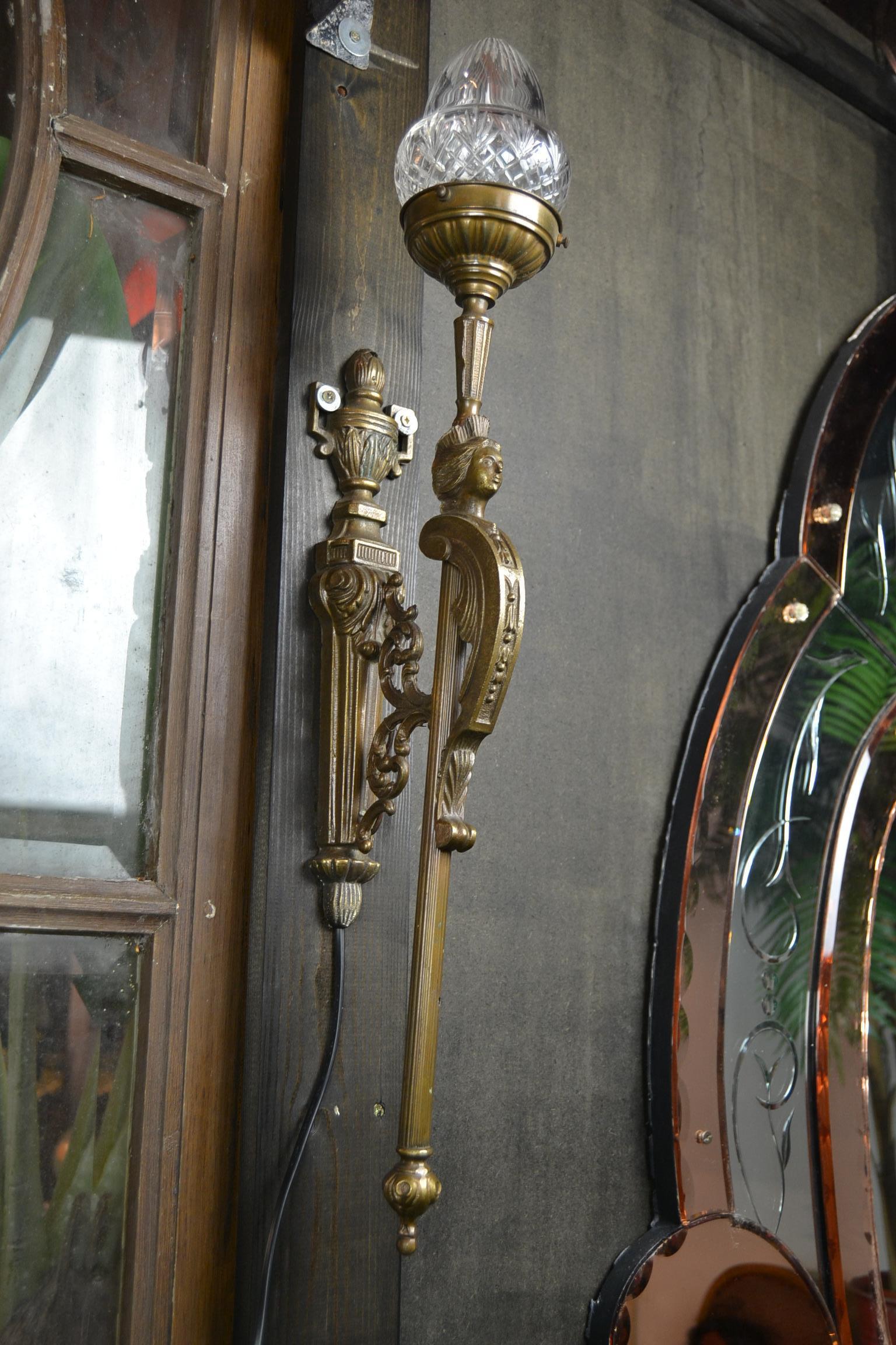 Pair of French Monumental Figural Wall Sconces 4