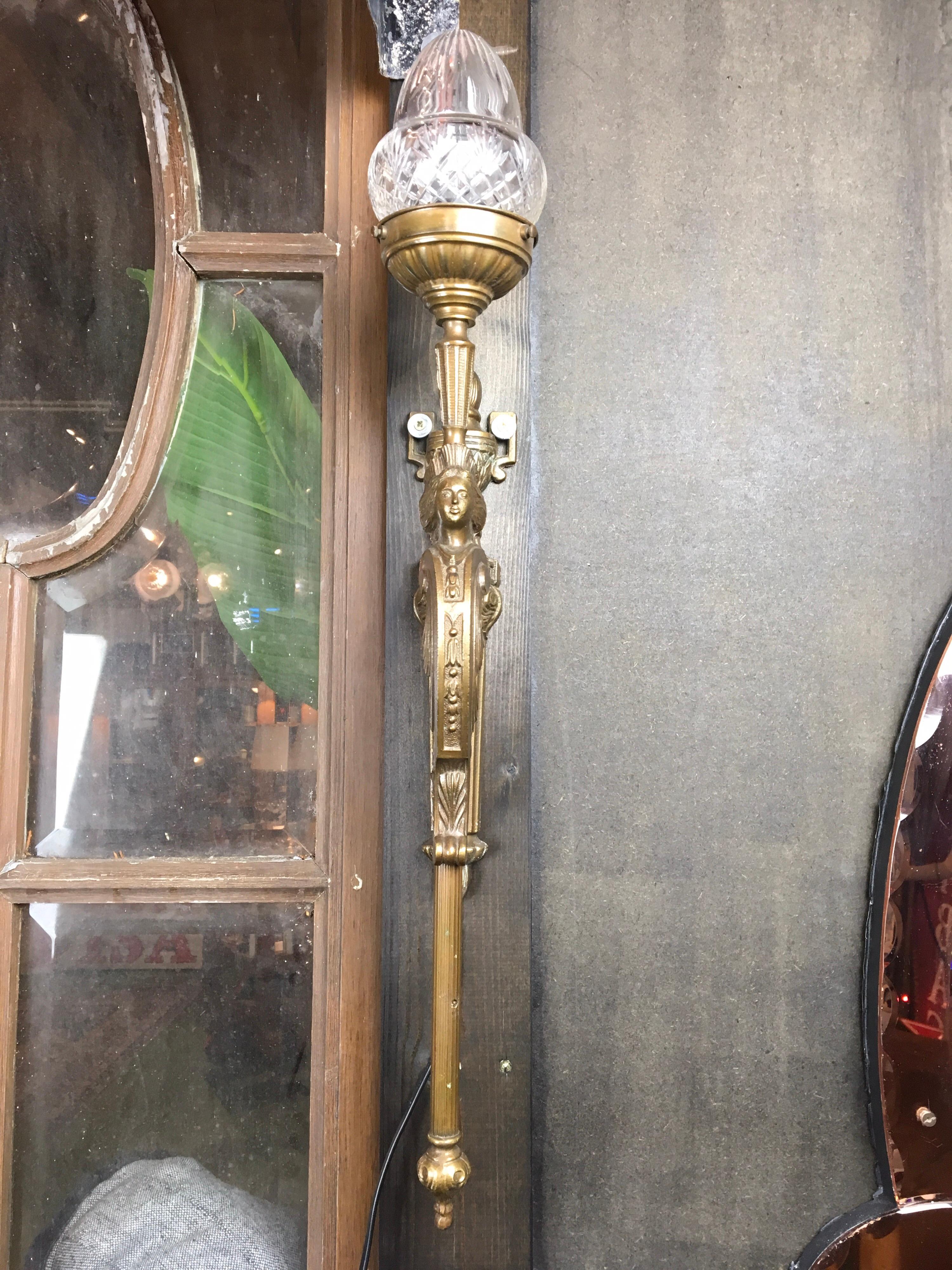 20th Century Pair of French Monumental Figural Wall Sconces