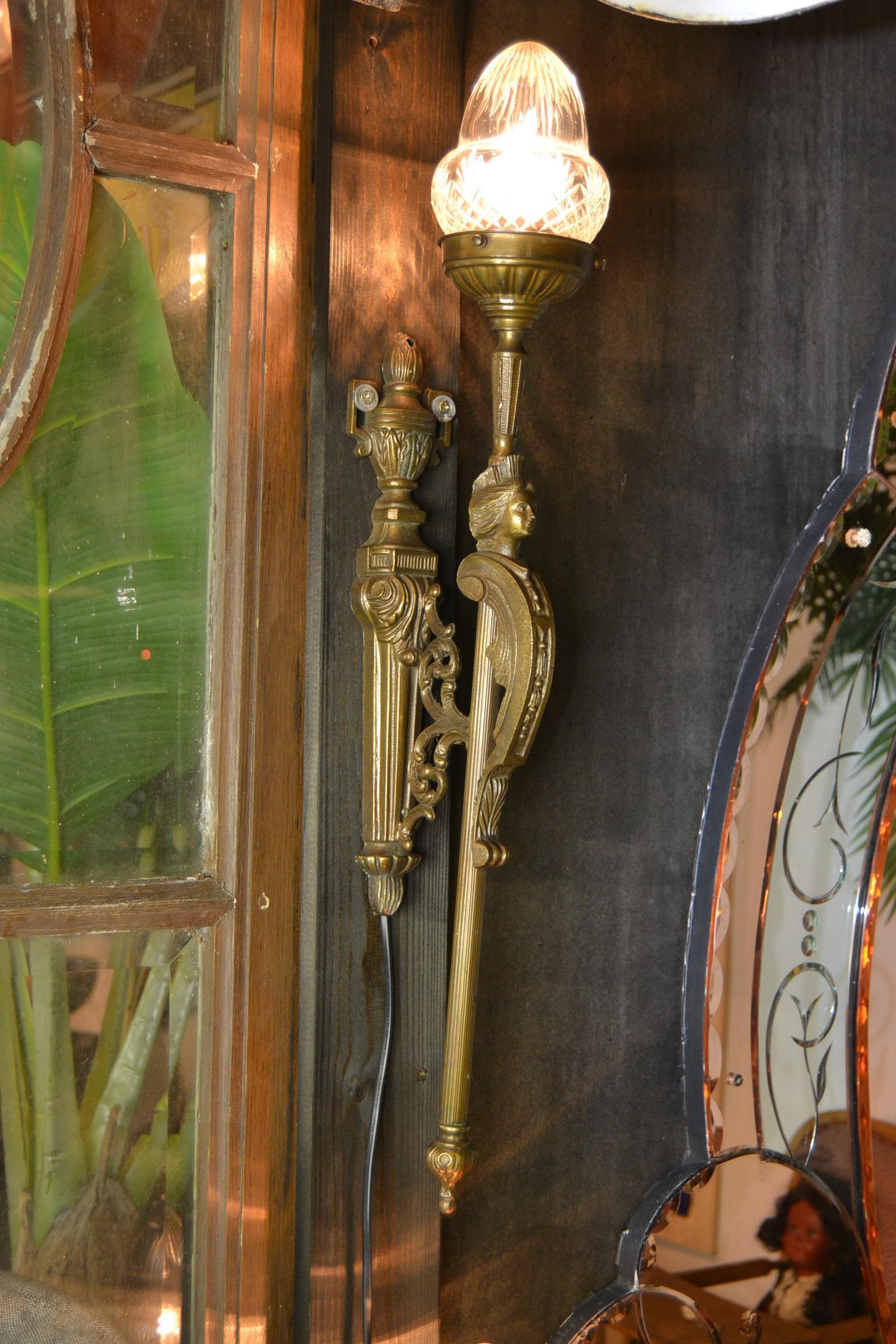 Pair of French Monumental Figural Wall Sconces 1
