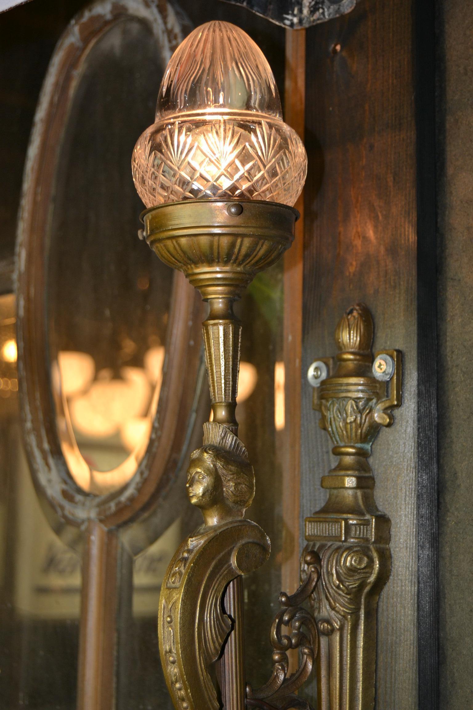 Pair of French Monumental Figural Wall Sconces 2