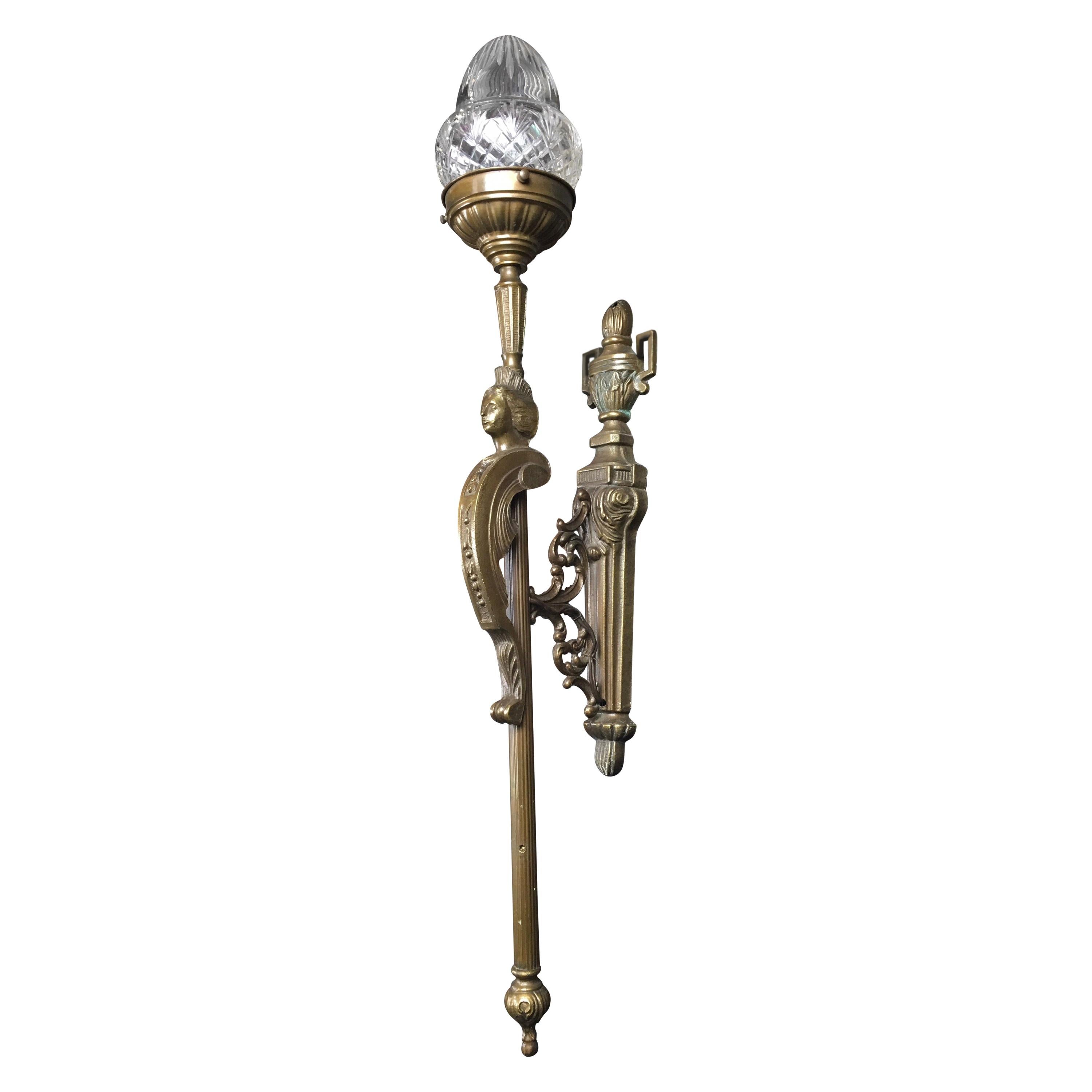 Pair of French Monumental Figural Wall Sconces