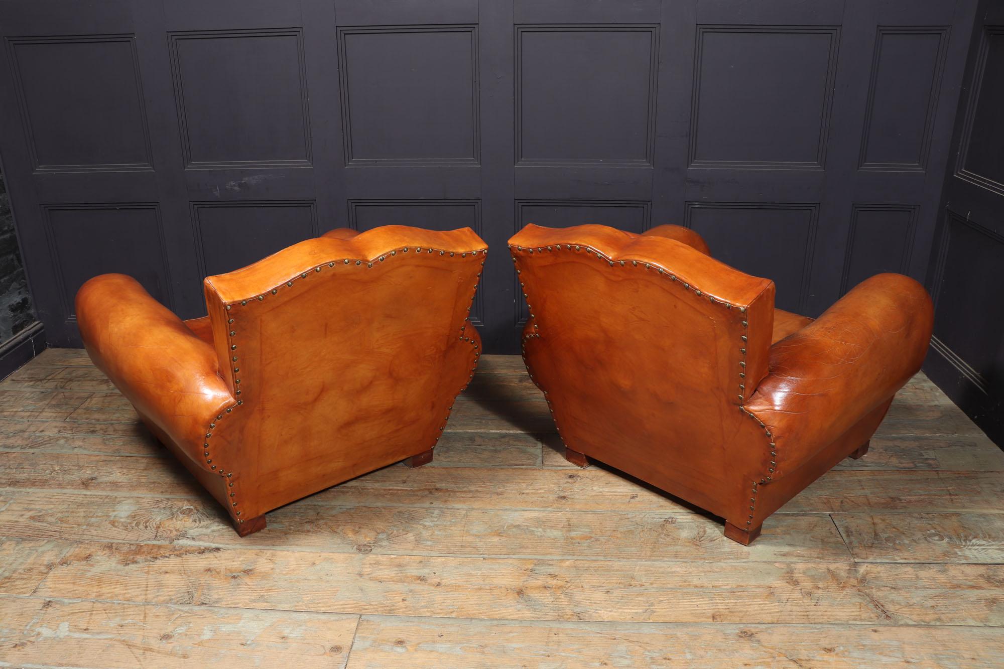 Pair of French Moustache back Club Armchairs For Sale 2