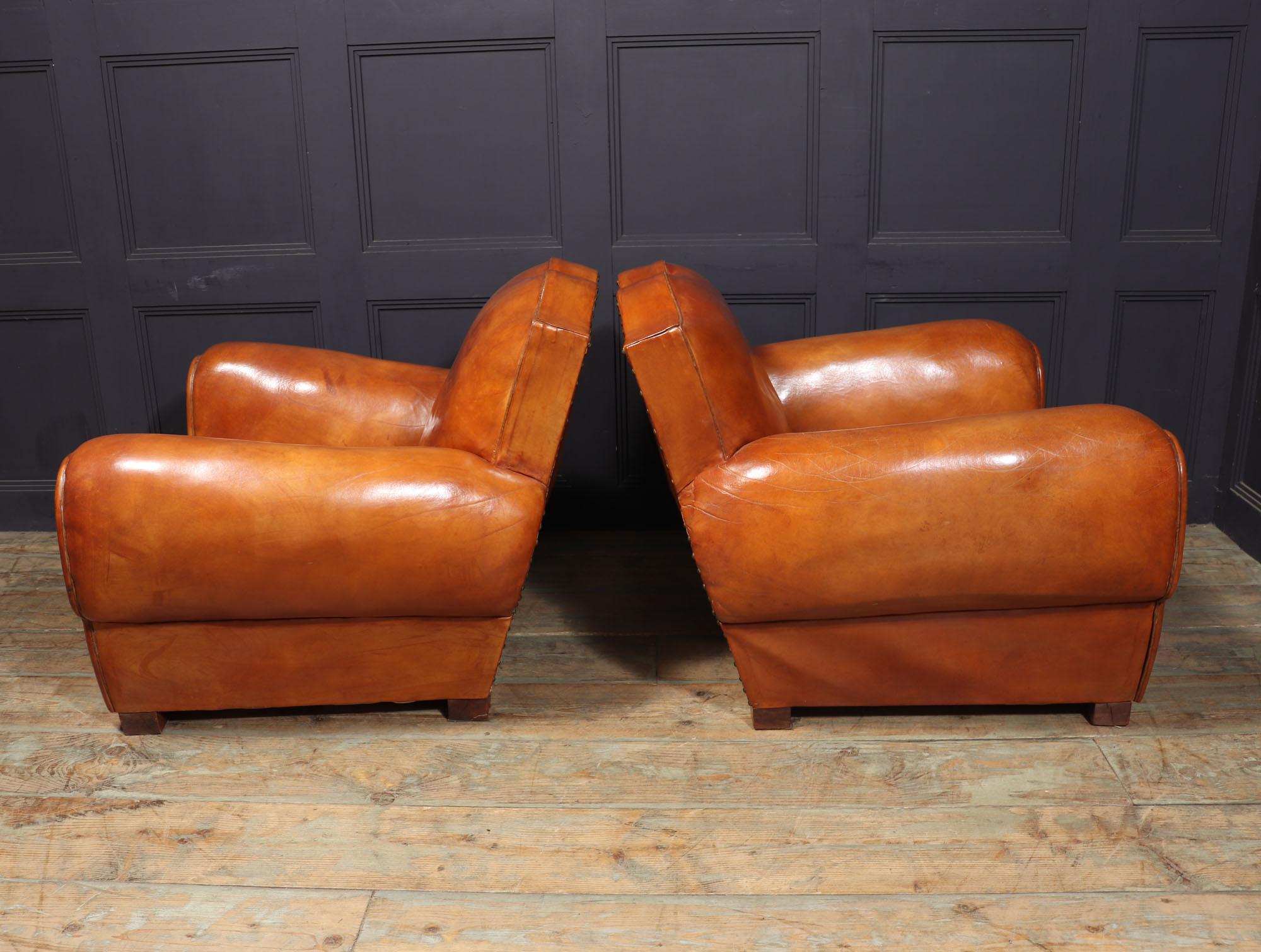 Pair of French Moustache back Club Armchairs For Sale 3