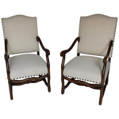 Pair of French Mutton Leg Armchairs