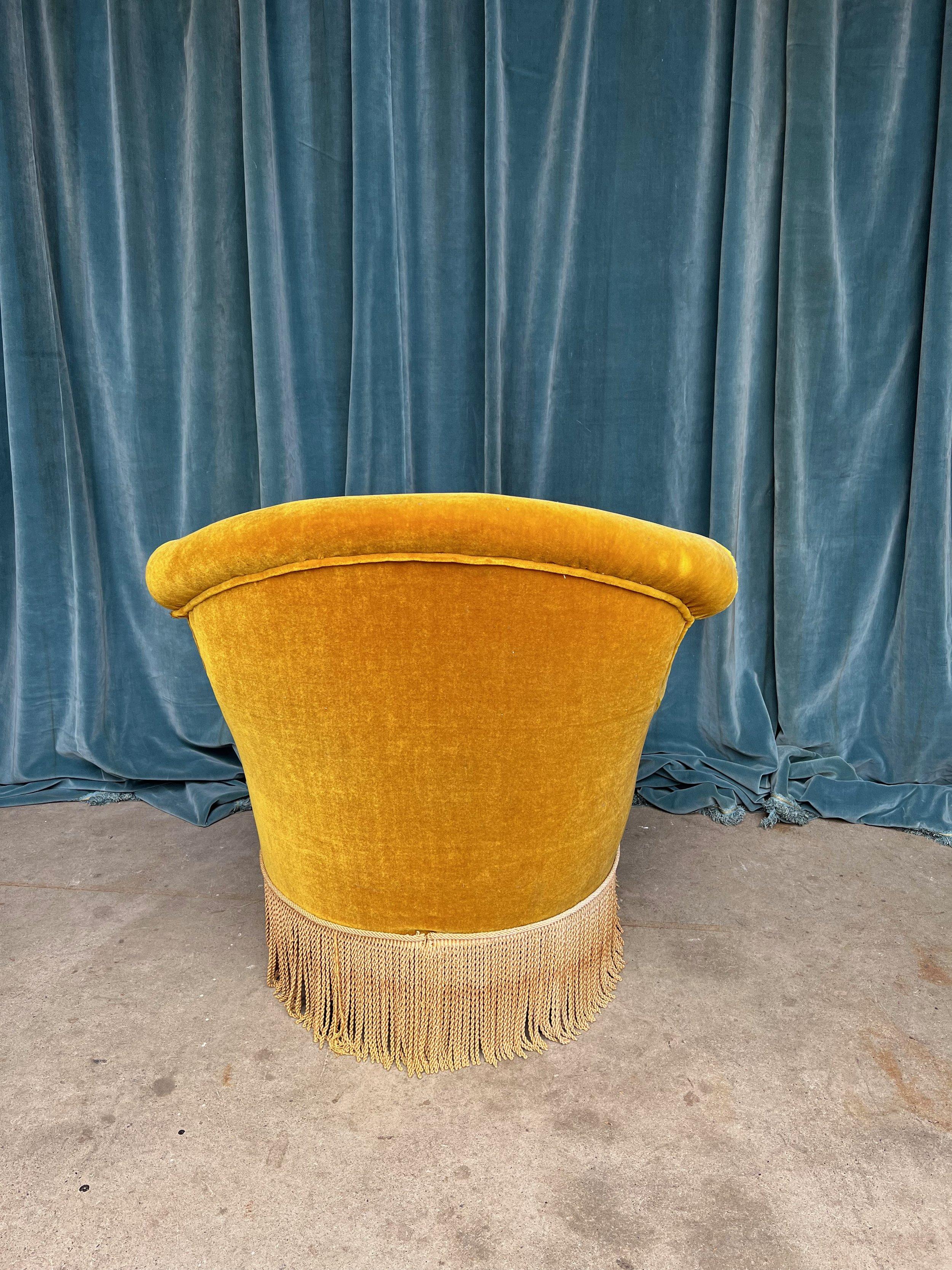 Pair of French NAP III Armchairs in Gold Velvet 2