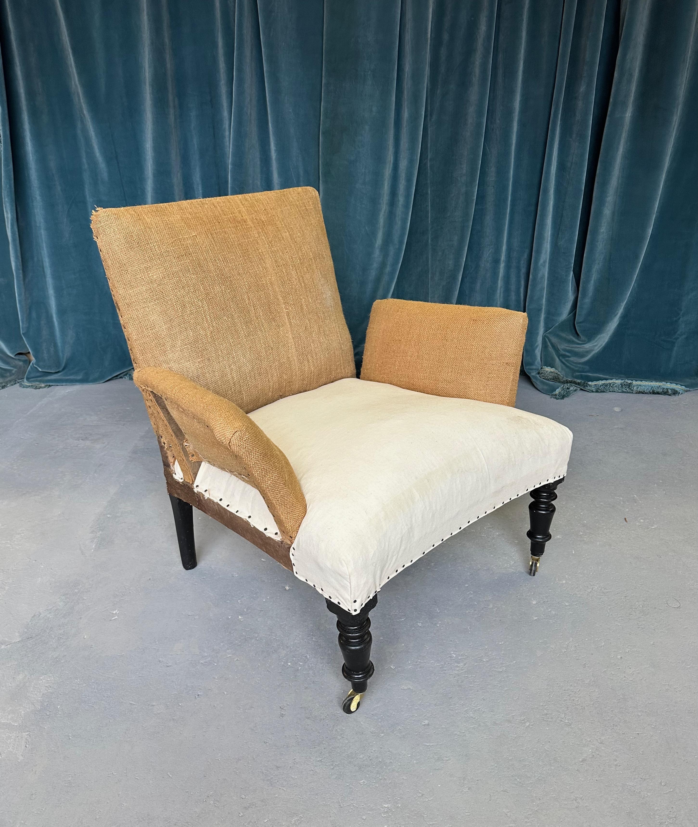 Fabric Pair of French Napoleon III Armchairs  For Sale