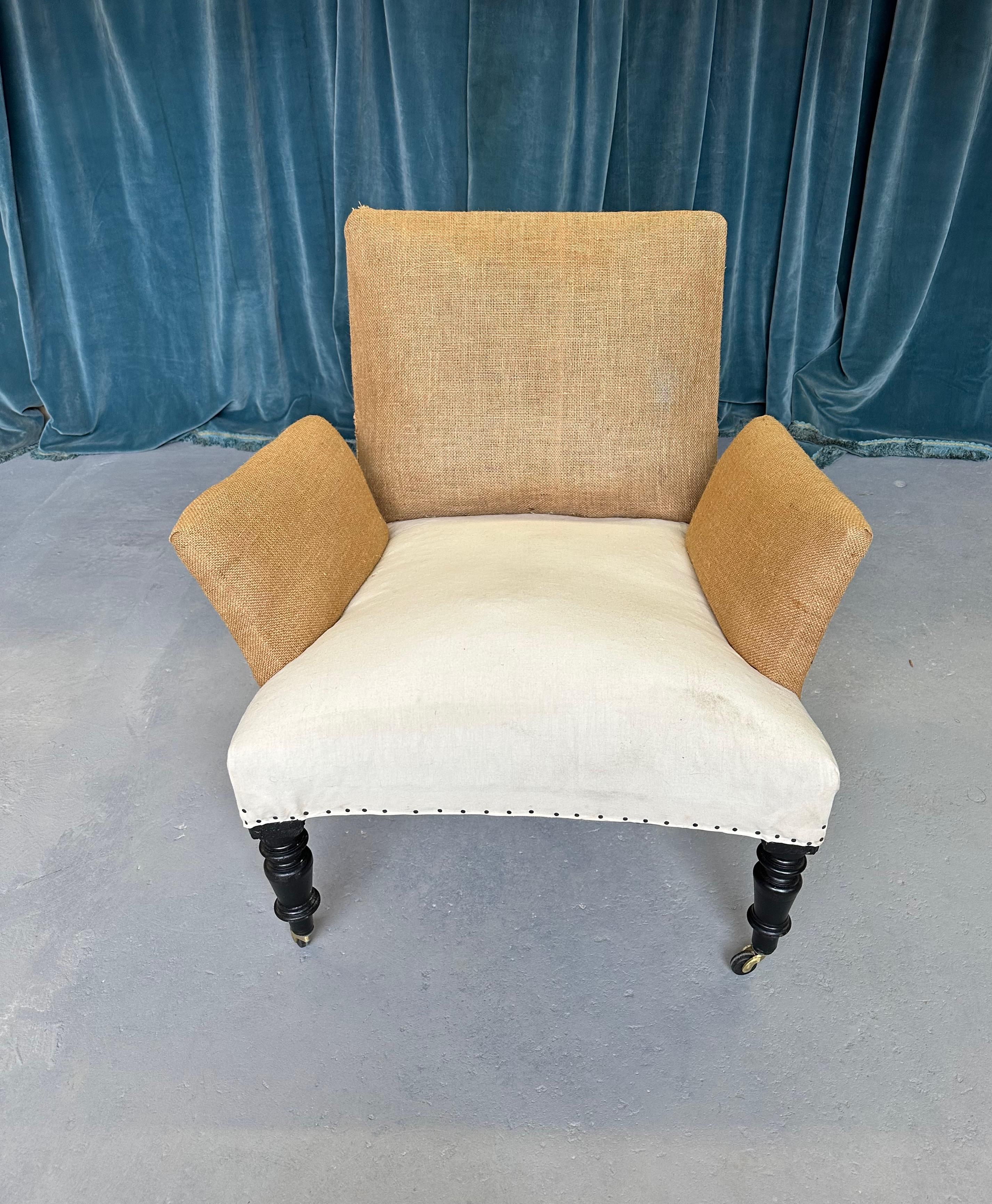 Tissu Paire de fauteuils français Napoléon III  en vente
