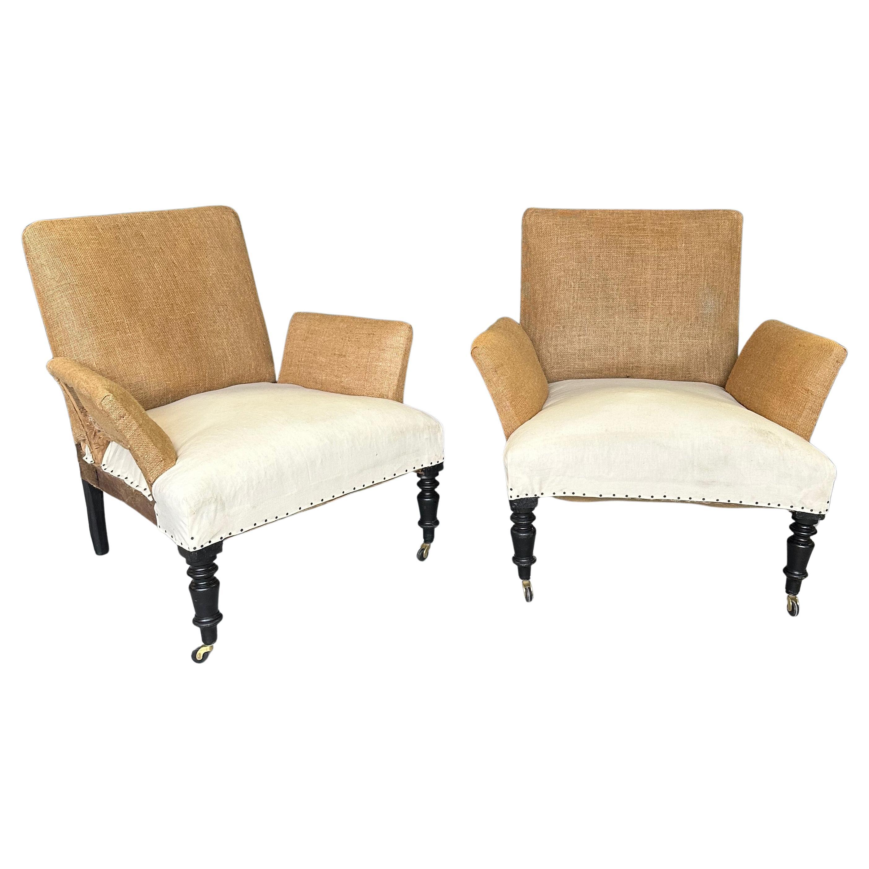 Pair of French Napoleon III Armchairs  For Sale