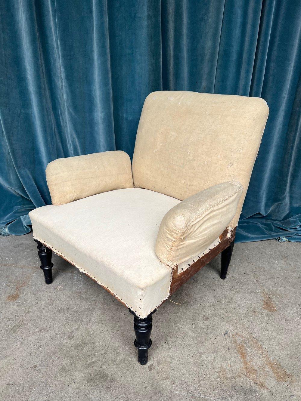 Tissu Paire de fauteuils français Napoléon III à bras fendus en vente