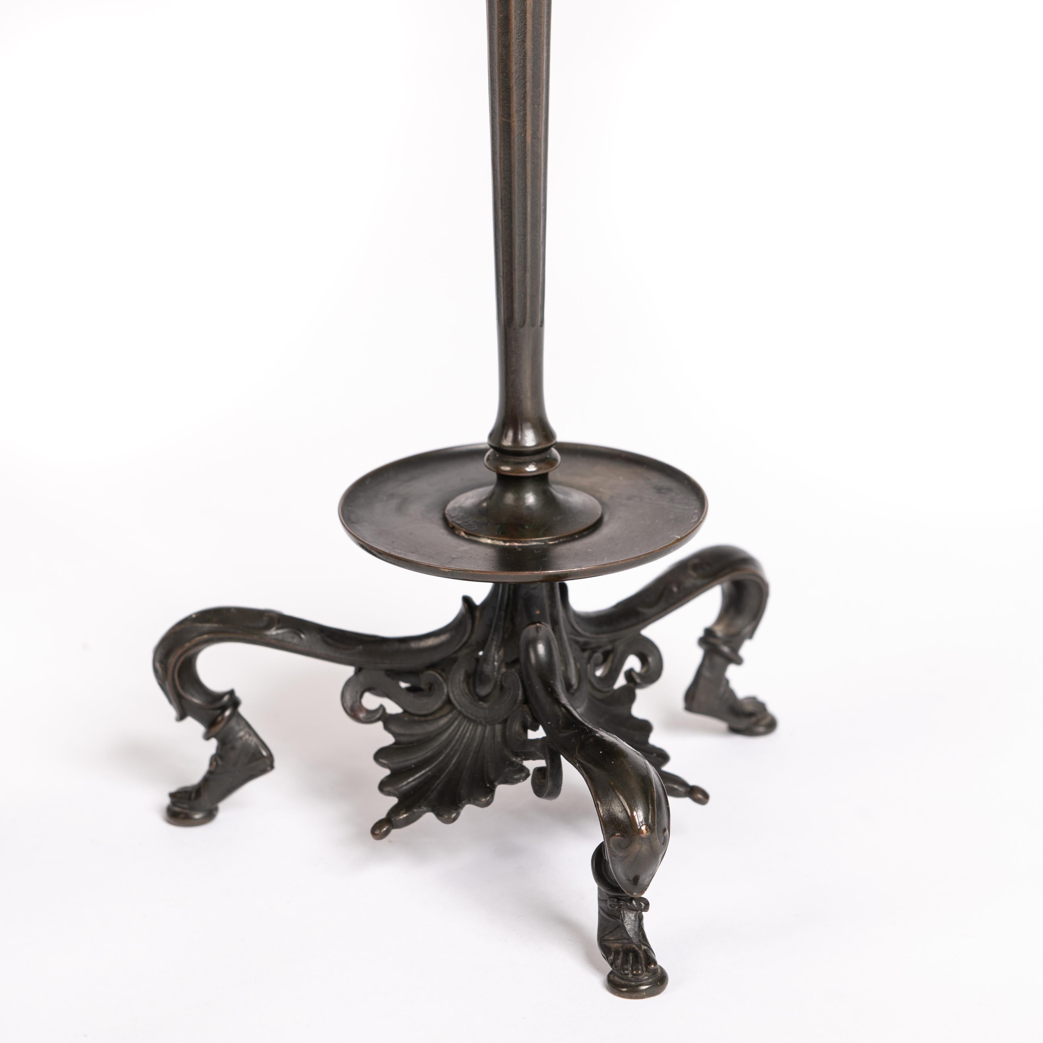 Mid-19th Century Pair of French Napoleon III Bronze Candlesticks by Barbedienne, France, 1860s For Sale