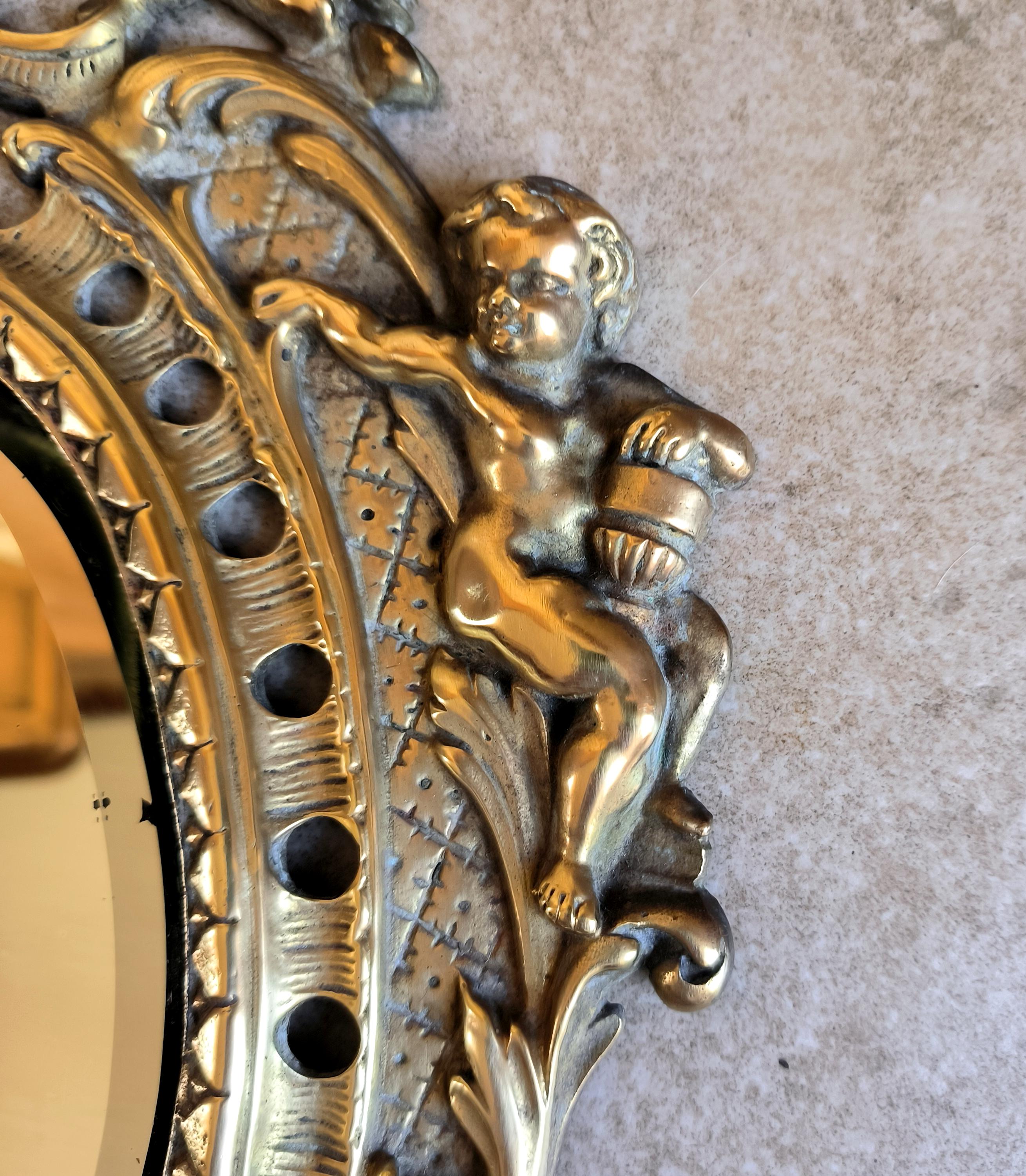 Coppia di appliques francesi, Napoleone III, in bronzo, con specchi. Circa alla fine del 1800 in vendita 11