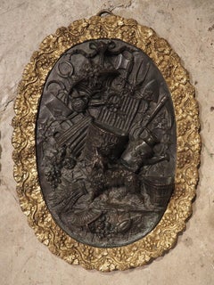Pair of French Napoleon III Bronze Oval Wall Plaques, Circa 1860
