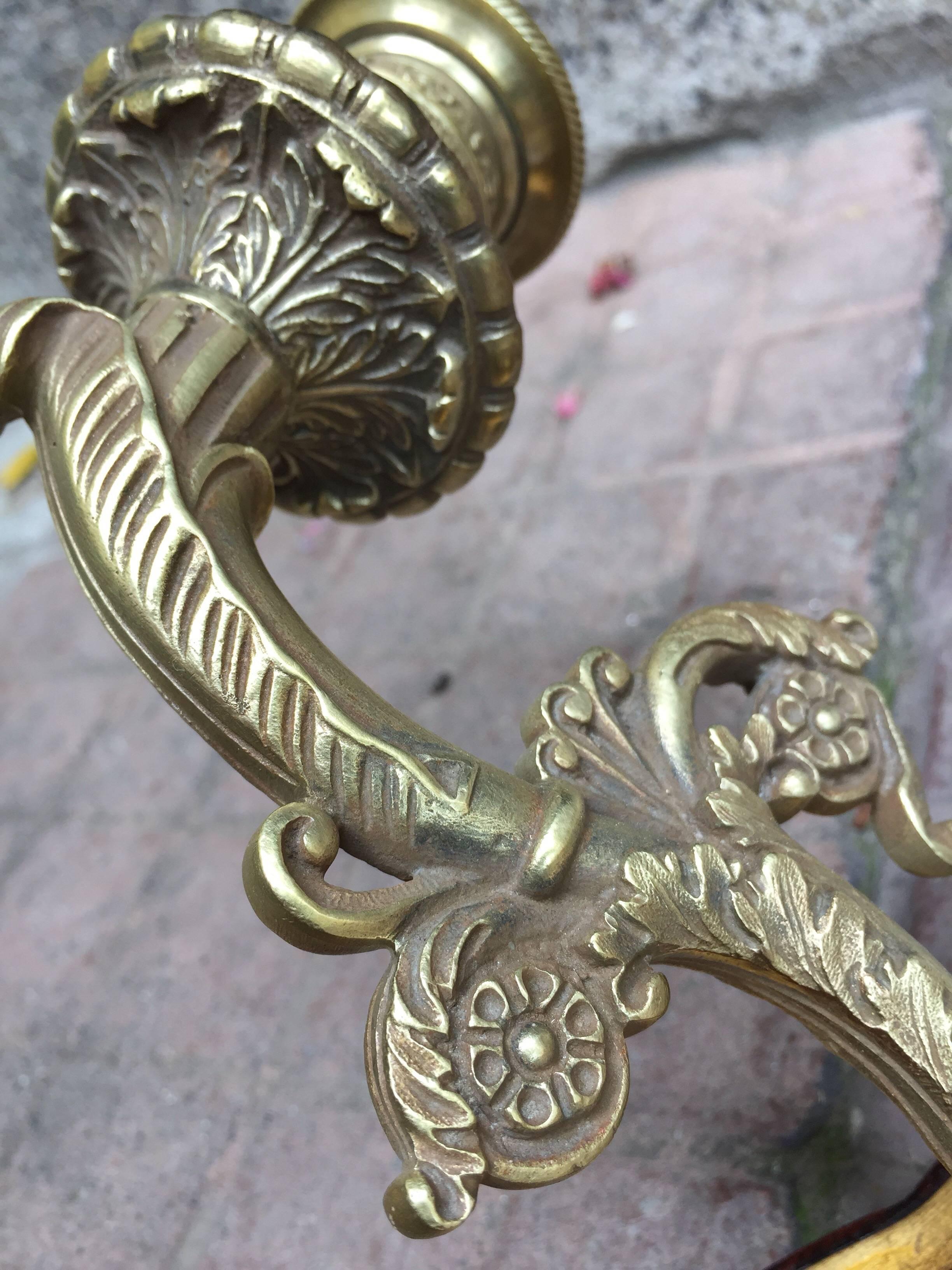 Pair of French Napoleon III Figural Bronze Sconces with Winged Victory on Wood For Sale 12