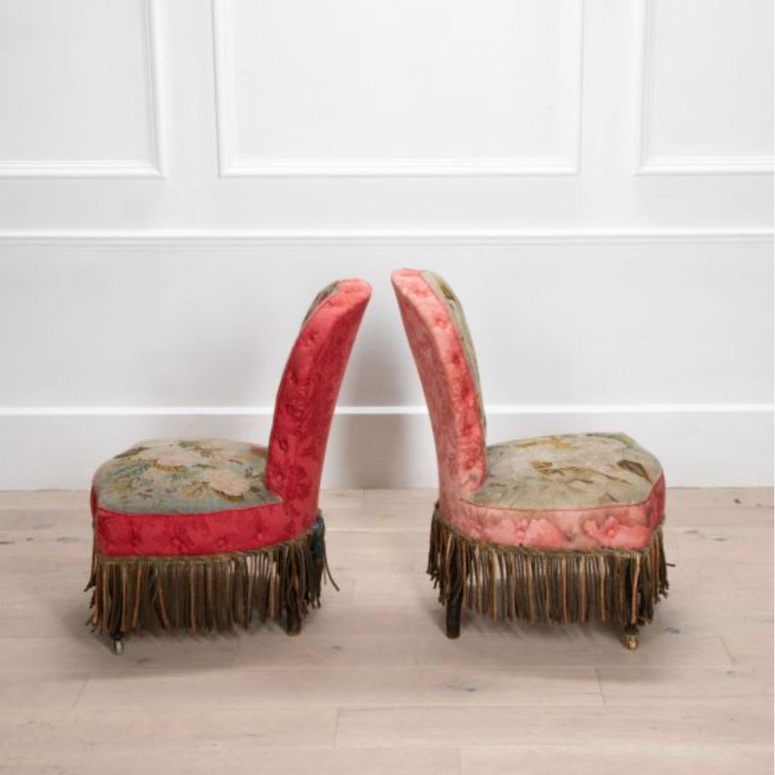 Tissu Paire de chaises Napoléon III en vente