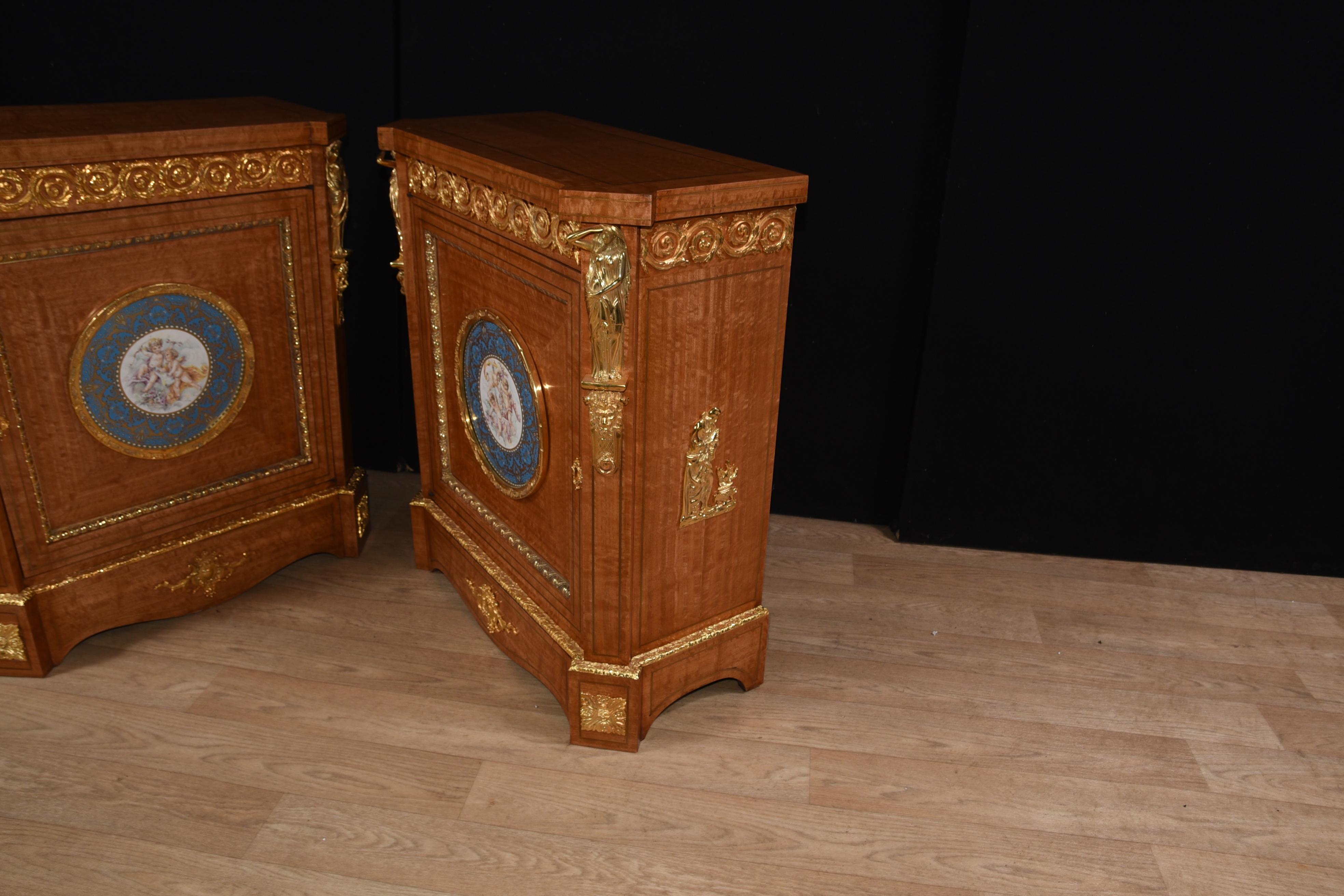 Pair of French Napoleon III, circa 1910 Satinwood Side Cabinets For Sale 6