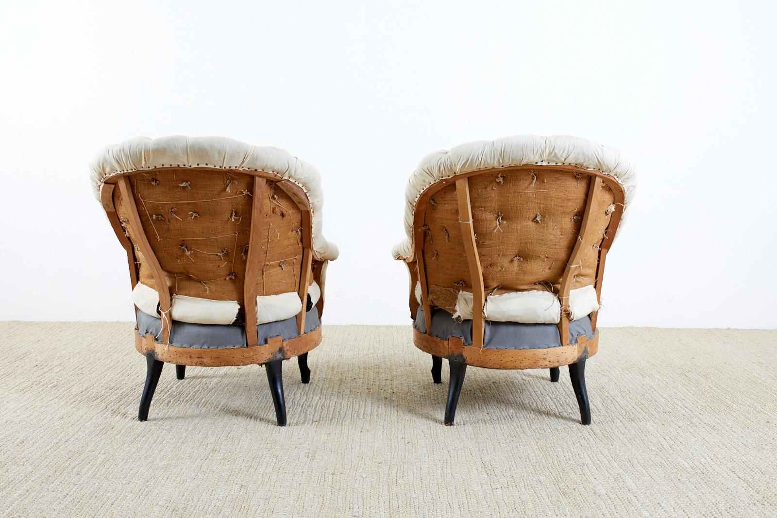 Pair of French Napoleon III Deconstructed Slipper Chairs 2