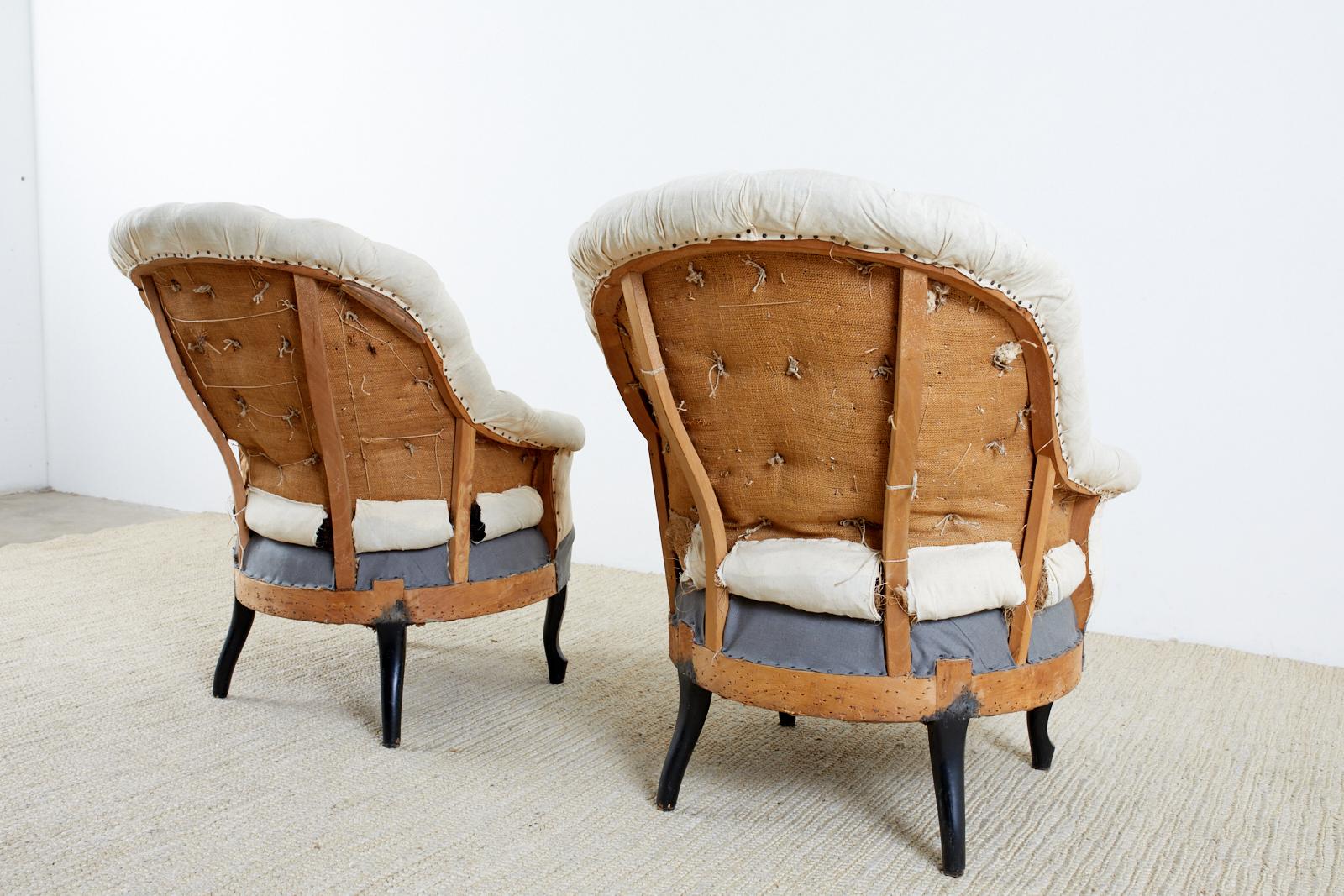 Pair of French Napoleon III Deconstructed Slipper Chairs 5