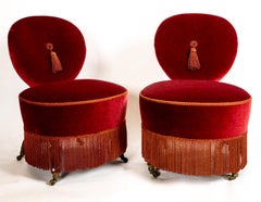 Pair of French Napoleon III "Fez" Slipper Chairs
