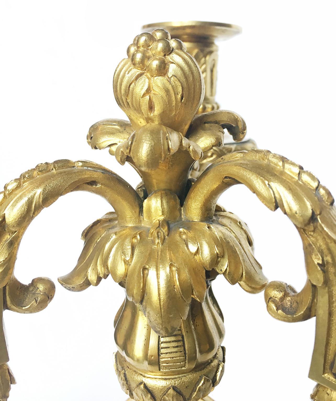 Pair of French Three-Flame Candelabra Candelabra, circa 1860 For Sale 4