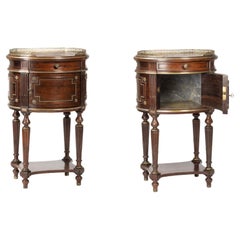 Pair of French Napoleon III Hand-Carved Bedside Tables, sec. XIX