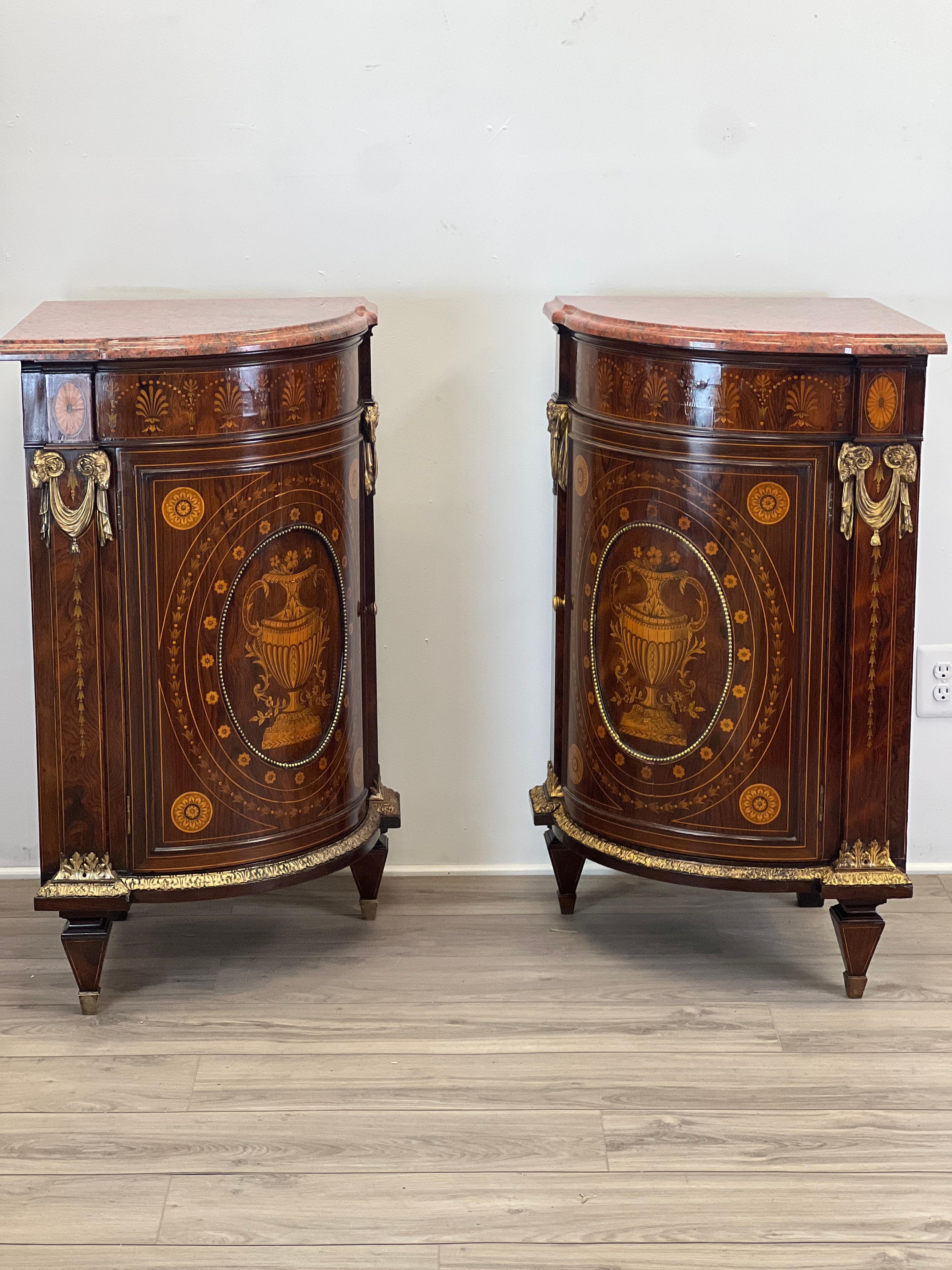 Pair of French Napoleon III NeoClassical Rosewood Encoignures For Sale 9