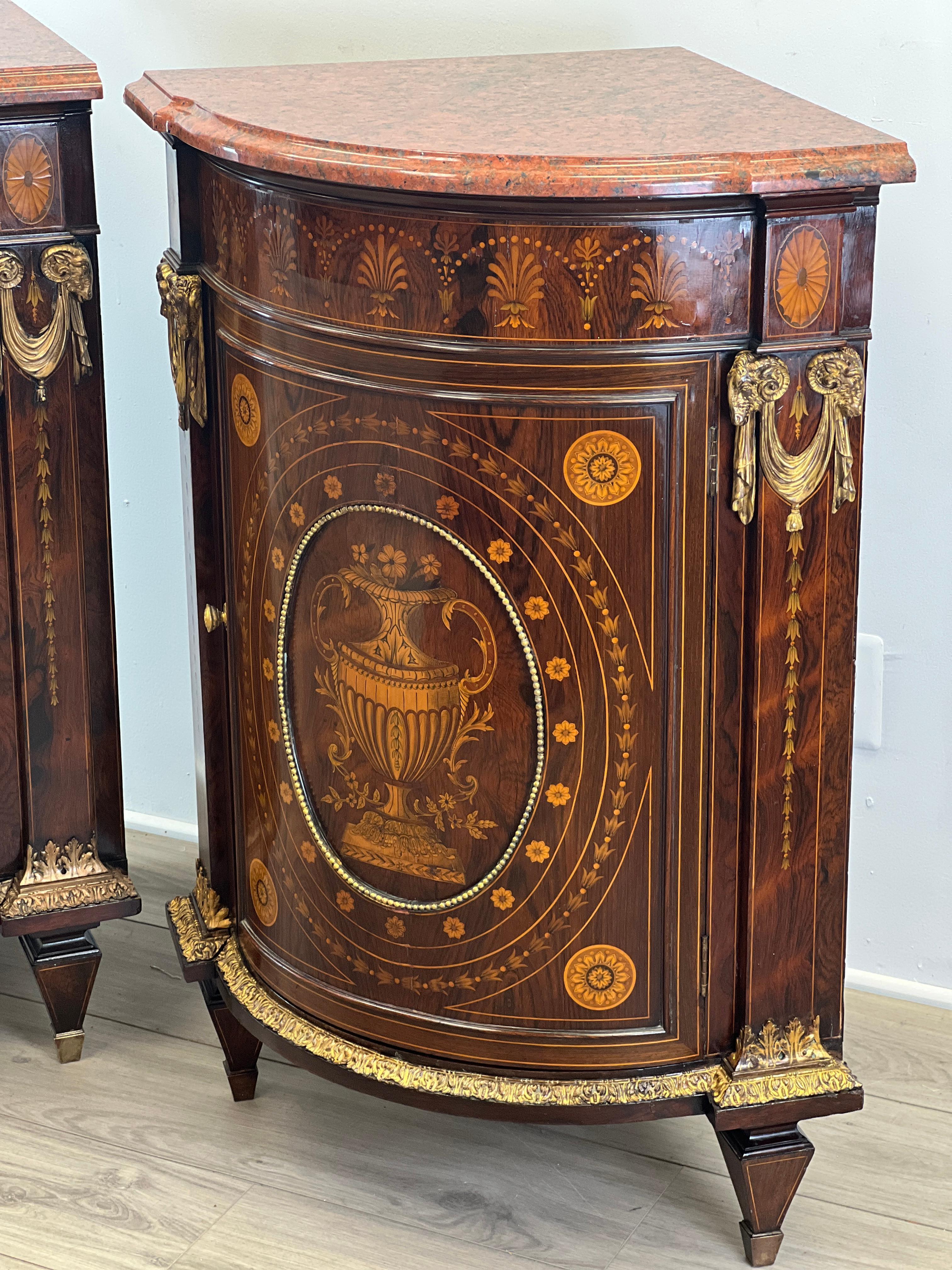 Pair of French Napoleon III NeoClassical Rosewood Encoignures In Good Condition For Sale In Nashville, TN