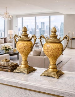 Pair of French Napoleon III Ormolu Mounted Sevres Style Cassolettes