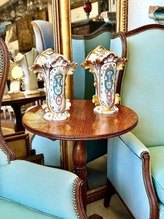 Pair of French Napoleon III Porcelain Vases with Gilt Decoration, 19th C.