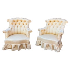 Pair of French Napoleon III Skirted Armchairs