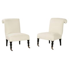 Pair of French Napoleon III Slipper Chairs
