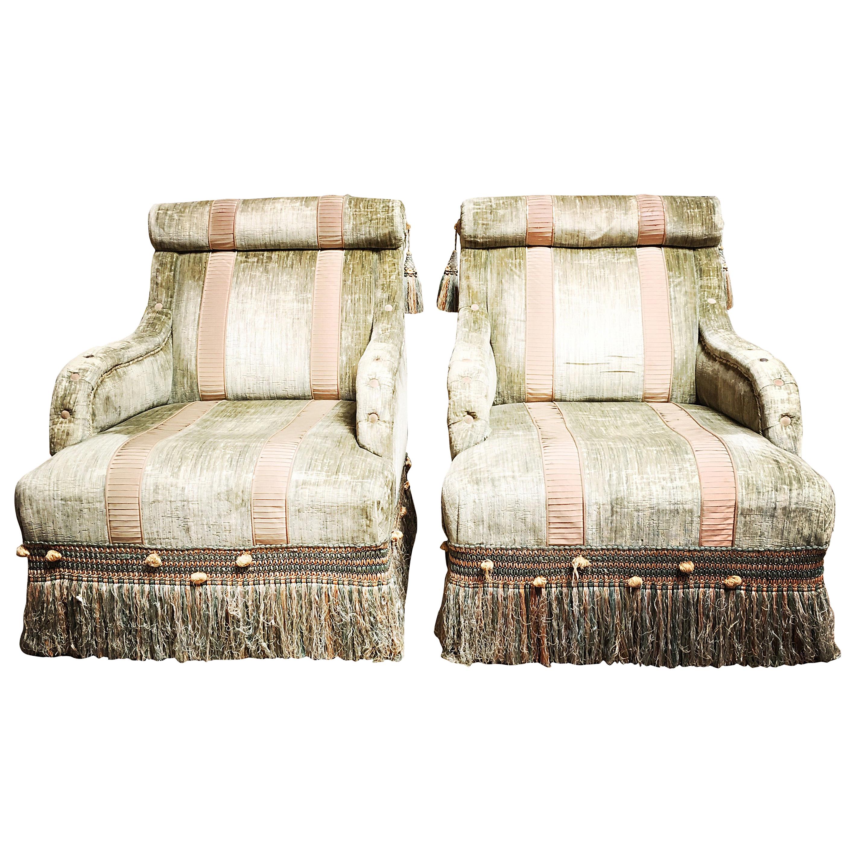 Pair of French Napoleon III Style Bergeres Le Style De Castaing