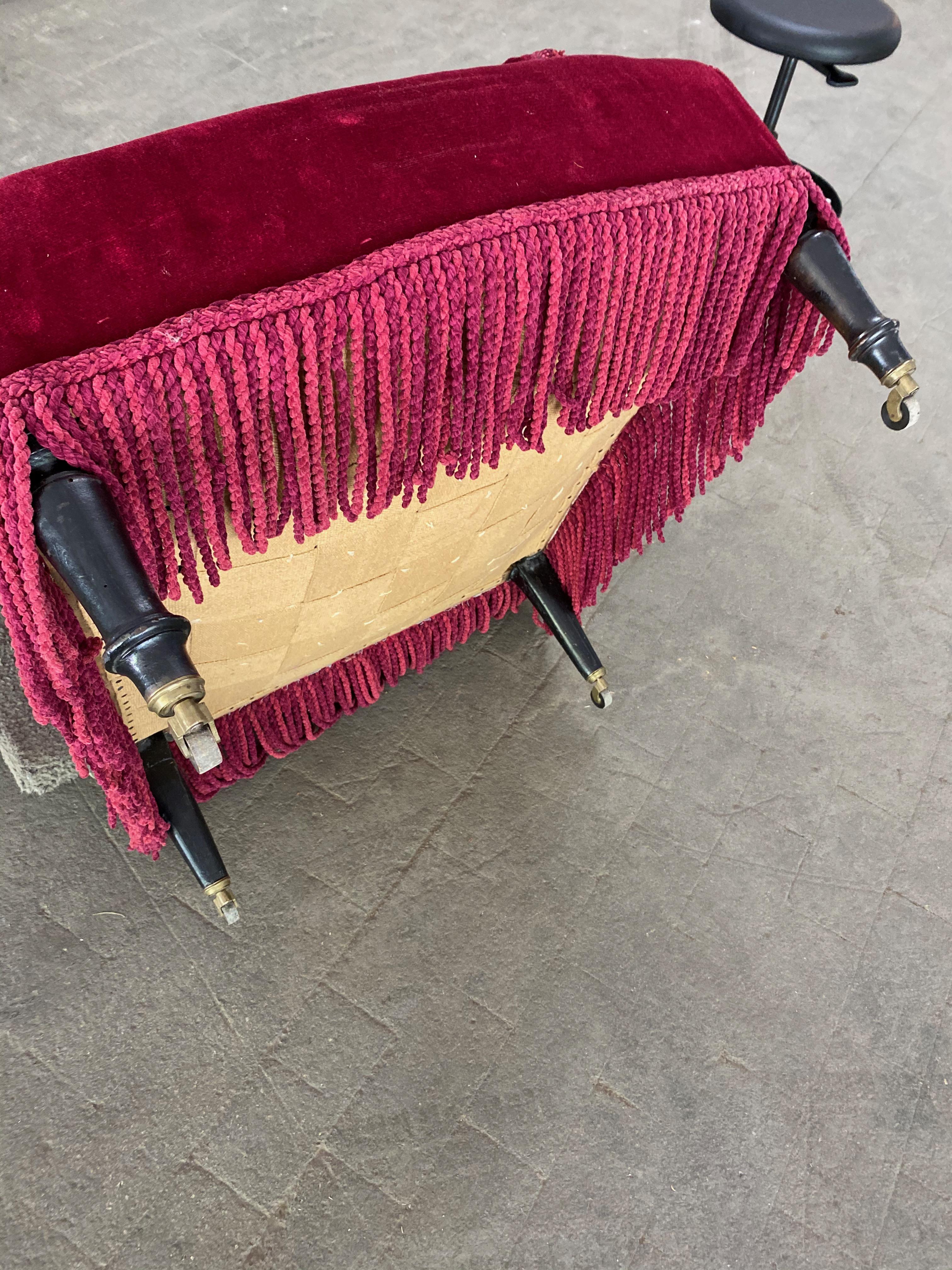 Pair of French Napoleon III Tufted Armchairs in Red Velvet 13