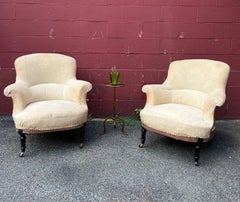 Pair of French Napoleon IIII Arm Chairs with Rounded Backs