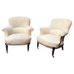 Pair of French Napoleon IIII Arm Chairs with Rounded Backs